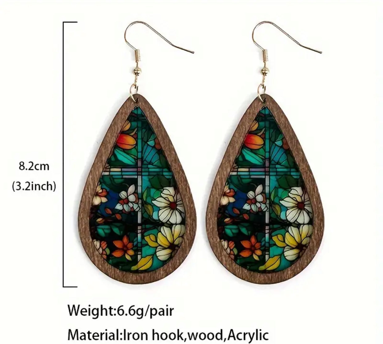 Bohemian Floral Teardrop Dangle Earrings | Plant Enthusiast, Elegant Ethnic Style, Vintage Holiday Gift Jewelry